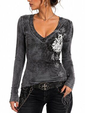 Archaic by Affliction Women's Long Sleeve Thermal Shirt Blister
